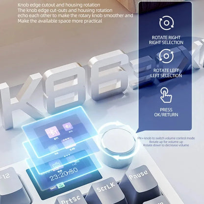 Attack Shark K86 Wireless Mechanical Keyboard, TFT Display, Metal Knob,RGB Backlit, Hot-Swappable, Bluetooth for Gaming & Office