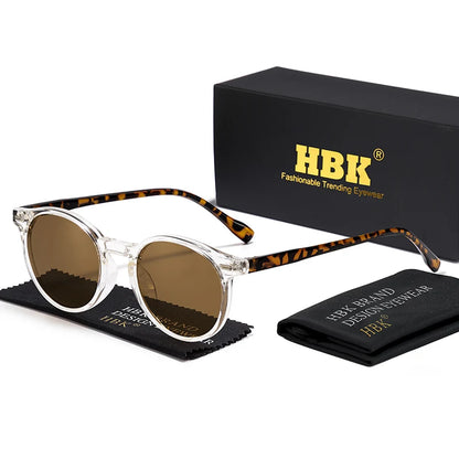 HBK Fashion Polarized Sunglasses Men Round TR90 Frame Fashion Sun Glasses Women Driving Sports UV400 Lunette De Soleil Homme