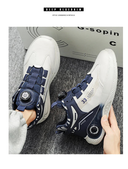 Herren-Sneaker mit drehbarer Schnalle – bequeme, rutschfeste Schnürschuhe für Outdoor-Aktivitäten