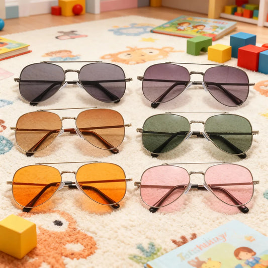 2025 UV400 Metal Children's Sunglasses for Boys and Girls, Toad Glasses for Children Sunglasses Boys And Girls Baby Aviator