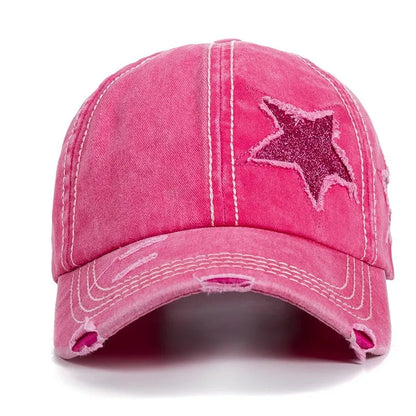 Retro Y2K Star Washed Denim Hole star Baseball cap Snapback Hats Autumn Summer fishing Hat Men Women Caps Casquette hats Gorras