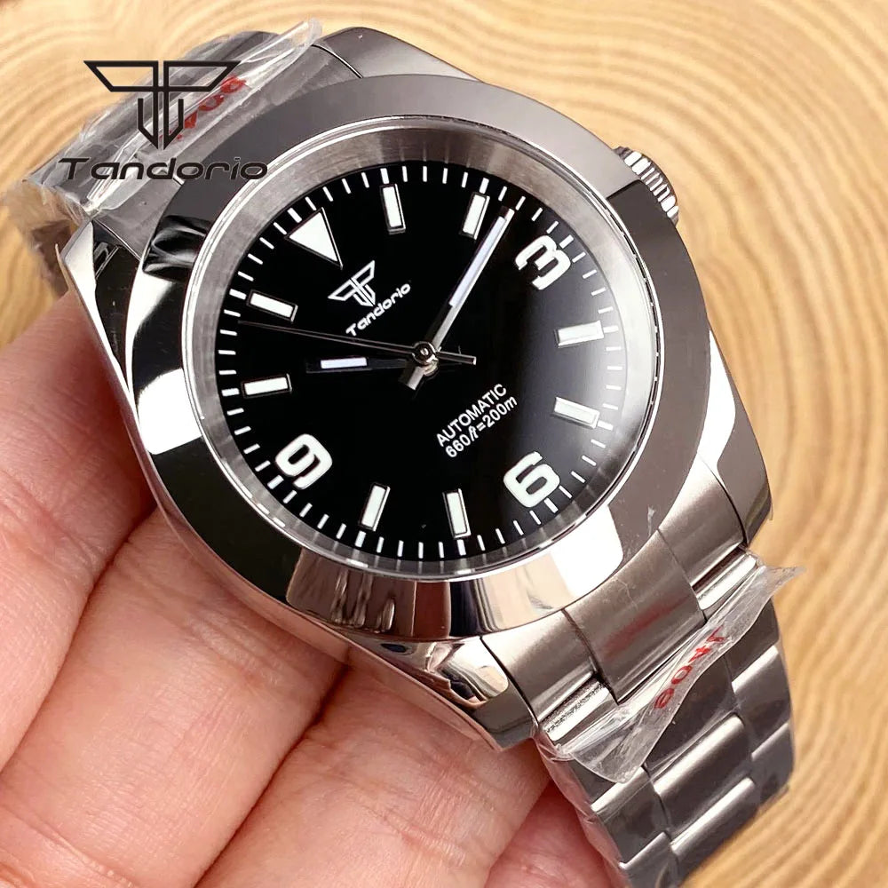 Tandorio Men's Automatic Watch Mechanical Miyota 8215/PT5000 Movt Sapphire Glass 36mm/39mm Explorer Style Wristwatch Luminous