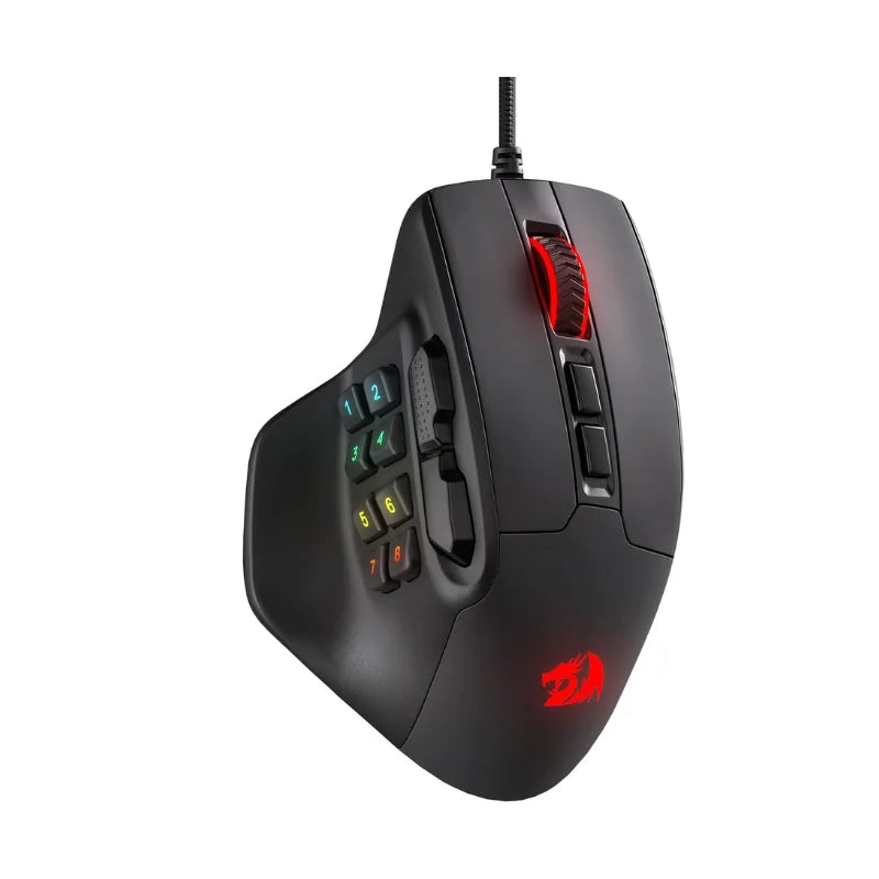 Redragon M811 Aatrox MMO геймърска мишка, кабелна RGB мишка за геймъри с 15 програмируеми бутона и ергономична конструкция за естествен захват