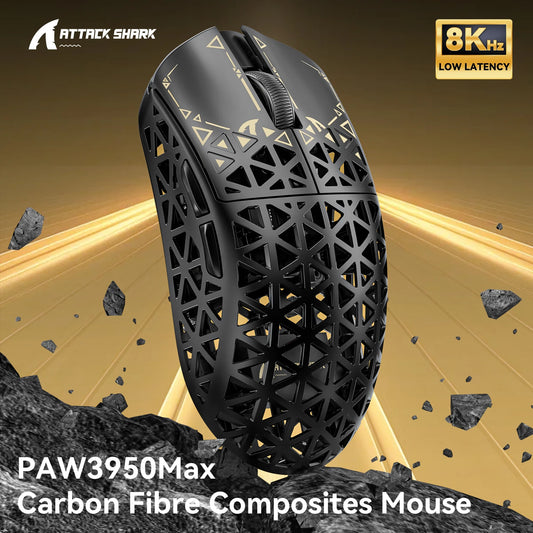 ATTACK SHARK R5 Tri-mode Ultra Wireless Gaming Mouse Carbon Fiber 8K, PAW3950MAX, 8000Hz Wireless Polling Rate, DPI up to 42000