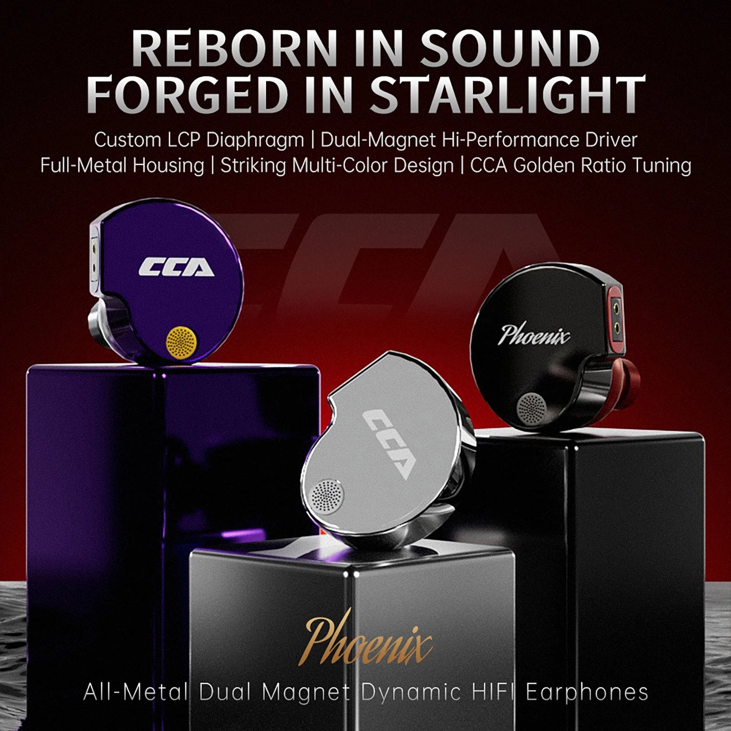 CCA Phoenix HiFi Wired Earphones Metal Alloy In-Ear Headphones with 10mm Dual Magnetic Dynamic Driver for Gaming & Music