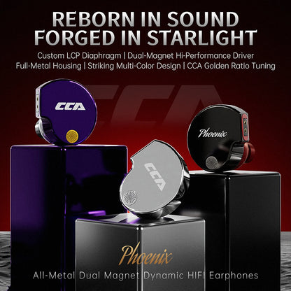 CCA Phoenix HiFi Wired Earphones Metal Alloy In-Ear Headphones with 10mm Dual Magnetic Dynamic Driver for Gaming & Music
