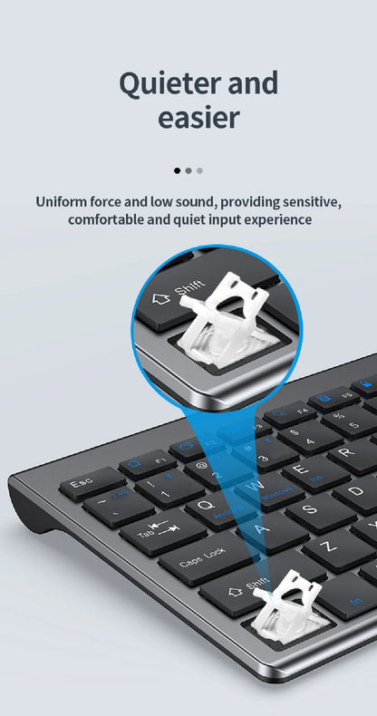 Set tastiera e mouse JOMAA Bluetooth & 2.4G USB per laptop, computer e iPad, combo tastiera e mouse wireless ricaricabili silenziosi
