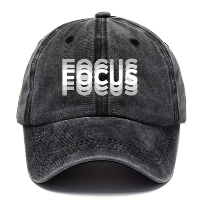 FOCUS – kšiltovka z prané bavlny s potiskem, nastavitelná, klasický styl, sportovní kšiltovka typu „duckbill“ pro muže i ženy