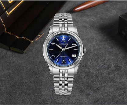 San Martin 39mm Enamel Sunray JianZhan Dial Men GADA Watch 90S5 Automatic BGW-X1 10Bar Sapphire 5-Link Bracelet SN0144CG