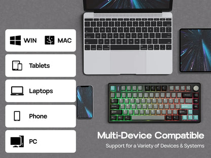 EPOMAKER TH80 V2 75% ANSI US Layout Gasket Tri-mode Wireless Mechanical Gaming Keyboard with 8000mAh Battey & RGB Backlight