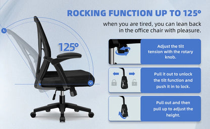 Daccormax Ergonomic Office Chair with Lumbar Support, Adjustable Reclining Desk Chair, Computer Chair with Armrests for Home Office