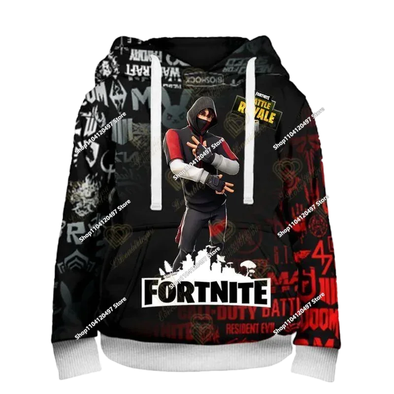 Fortnite Paarbekleidung Herren- und Damenpullover Kinder bedruckter Casual-Hoodie für Schüler Outdoor-Sport schlicht langärmelig