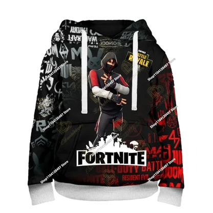 Fortnite Paarbekleidung Herren- und Damenpullover Kinder bedruckter Casual-Hoodie für Schüler Outdoor-Sport schlicht langärmelig