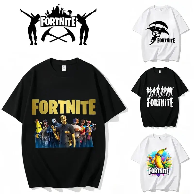 Fortnite Crew Neck T Shirt Unisex Adult Game Dance Fashion New Pure Cotton Short Sleeve Tops Perfect for Casual Wear Vacations