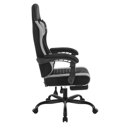 WOLTU snurrbar datorstol med massagefunktion, ergonomisk kontorsstol med kudde och fotstöd, höjdjusterbar gamingstol