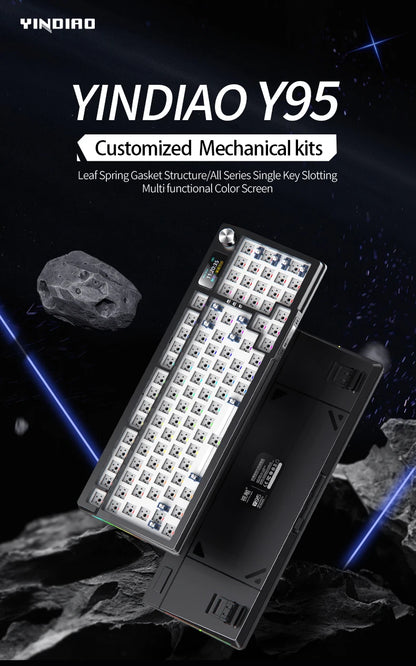 YINDIAOY95 Keyboard Kit Hotswap TFT Screen Full RGB Backlit 2.4GHz Bluetooth Wireles Custom DIY Mechanical Keyboard