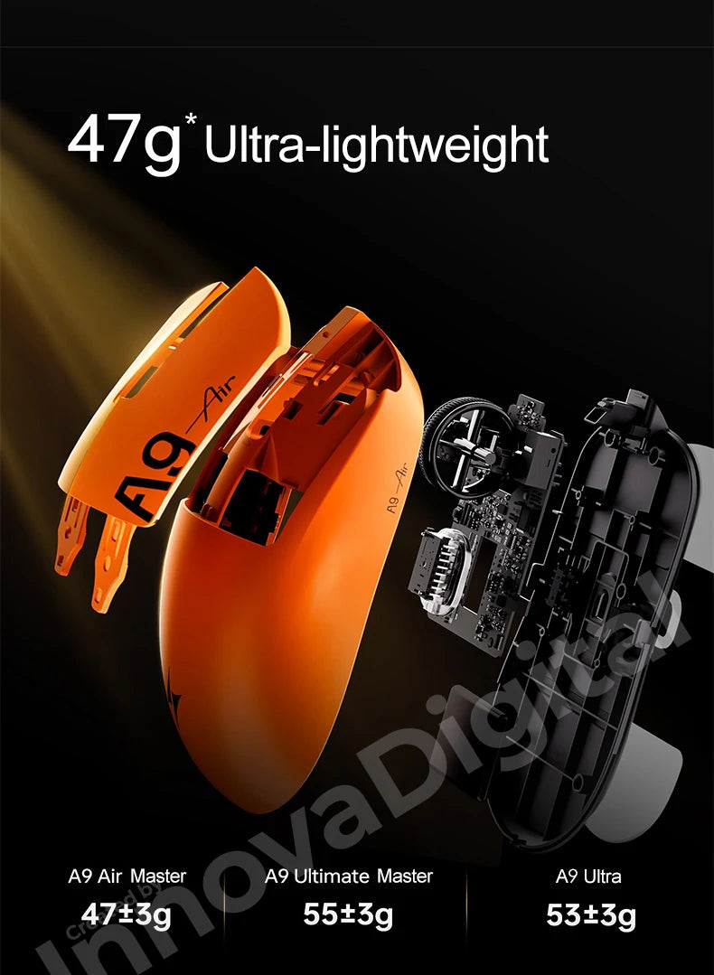 ATK Dragonfly A9 Ultimate trådløs gamingmus A9 Air PAW3950 ultralet ergonomisk e-sportsmus til gamere FPS CSGO A9 Ultra