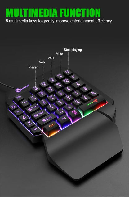 TEUCER 35 Keys One-Handed Mini Gaming Keyboard USB Wired RGB Backlit Ultra-Slim Gaming Keypad for PC, Laptop & Mobile Gaming