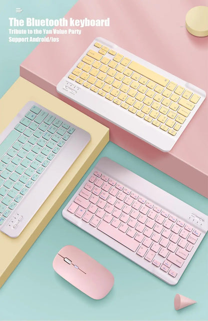 Spanish Russian Arabic Korean Portable 10 Inch Wireless Keyboard and Keyboard Set for iPad Samsung Tablet Laptop iOS Android
