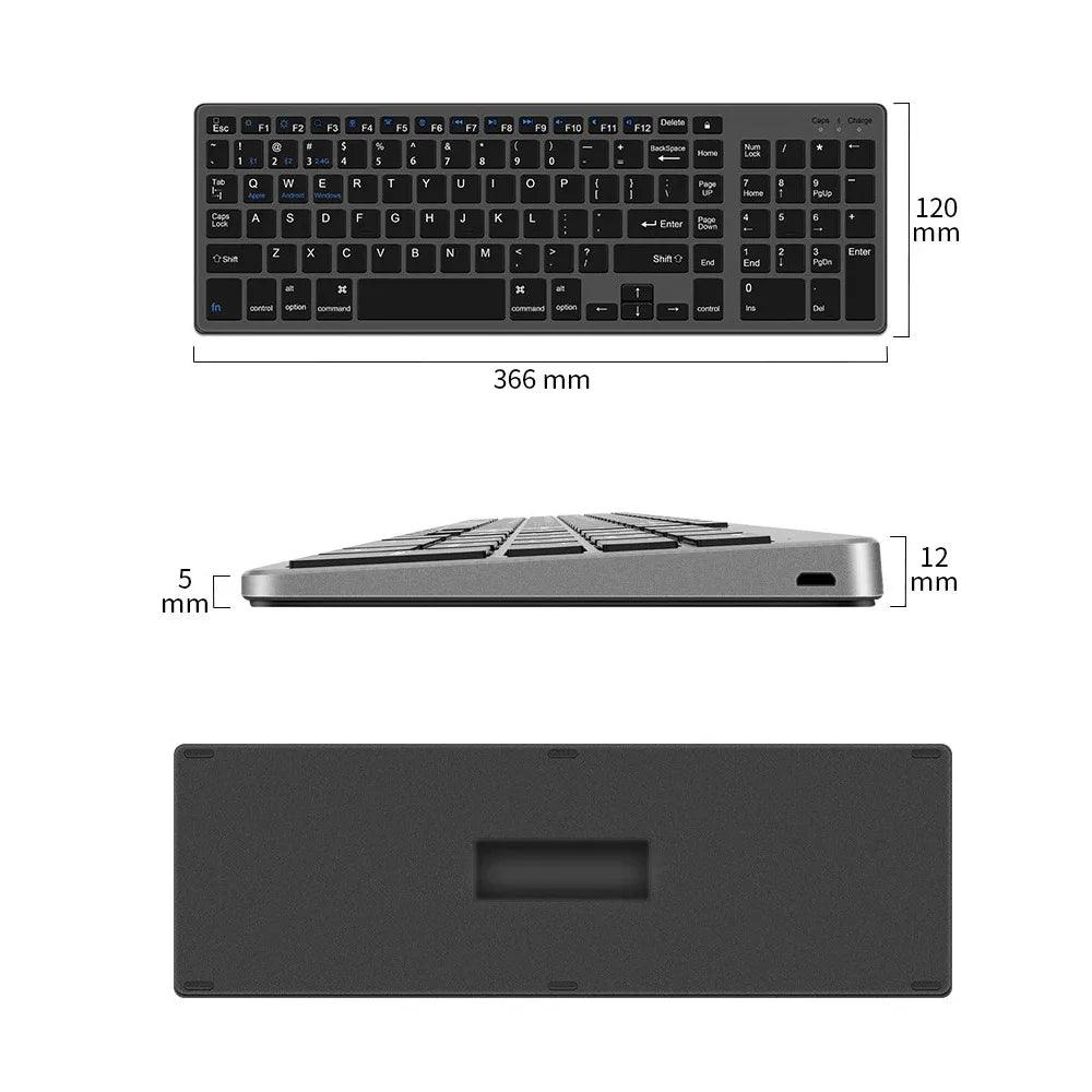 Wireless Keyboard Bluetooth 5.0 Receiver 2.4G English 102 Keycaps For MacBook iPad USB C Rechargeable Keyboard PC Accessories