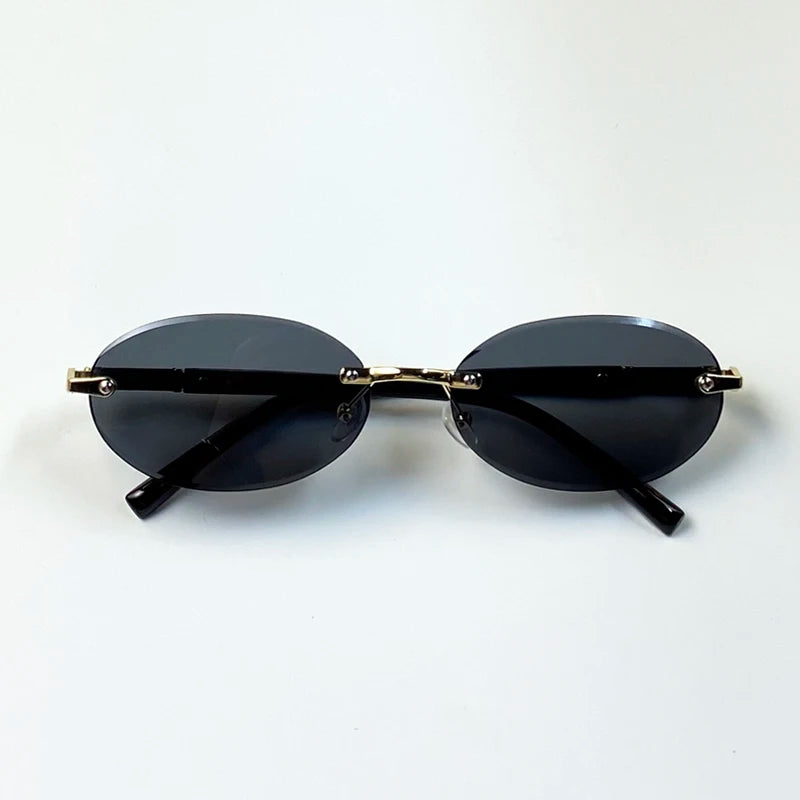 Rimless Sunglasses Oval Fashion Popular Female Male Sunglasses Round Sunglasses Female Male Summer Travel Glasses