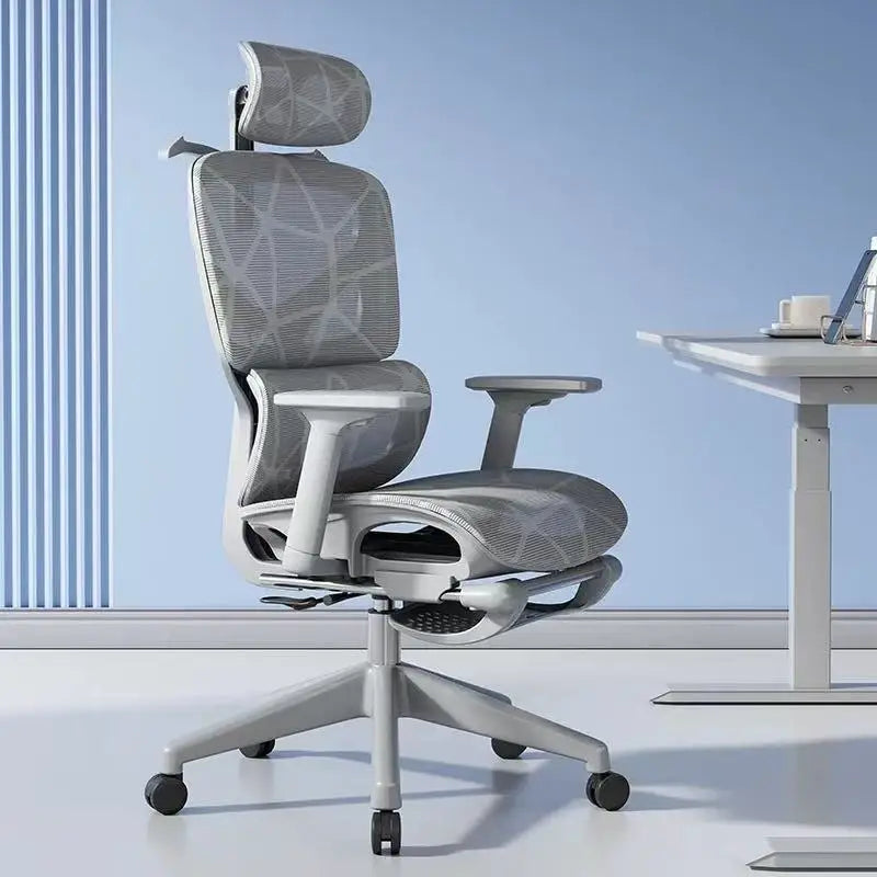 Sedia da ufficio ergonomica in rete con supporto lombare 6D, sedia da computer con schienale alto, sedia da scrivania reclinabile regolabile con poggiapiedi