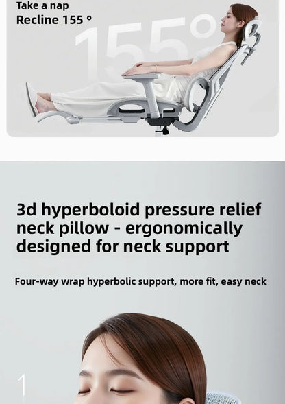 Sedia da ufficio ergonomica in rete con supporto lombare 6D, sedia da computer con schienale alto, sedia da scrivania reclinabile regolabile con poggiapiedi