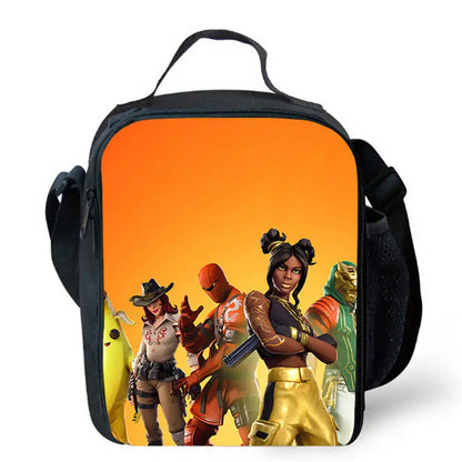 Lunch-Taschen für Kinder, Cartoon-Fortnite-Schul- und Picknicktaschen für Mädchen und Jungen, isolierte Kühltaschen für Kinder, tragbar und leicht