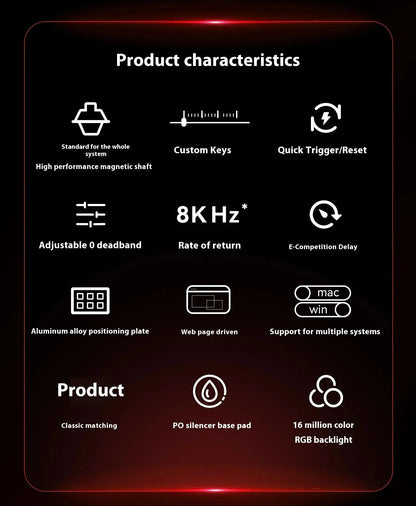 MADLIONS MAD 60/68HE Gaming Magnetic Switch Keyboard, Wired Mechanical Gaming Keyboard with 8K Polling Rate, Rapid Trigger, Hot Swappable RGB 61/68 Keys