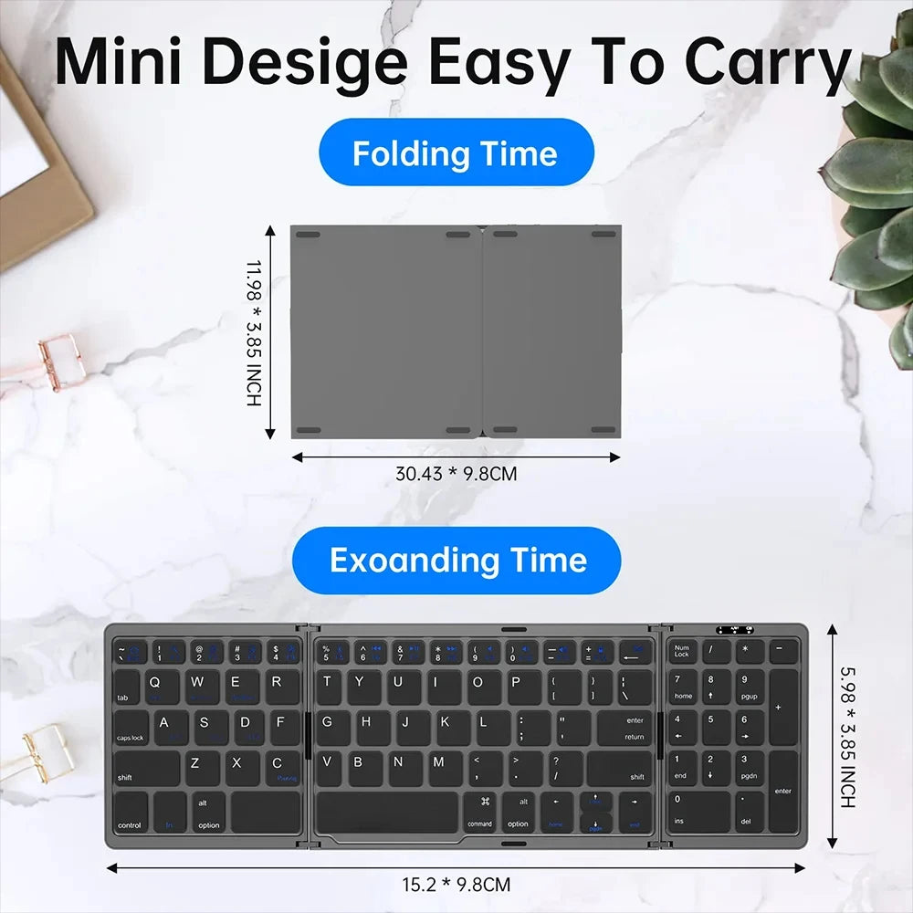 Foldable Wireless Bluetooth Keyboard Rechargeable Folding Keyboard For IPAD Mobile Tablet Notebook Office Mini Wireless keyboard