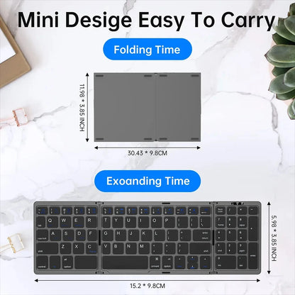 Foldable Wireless Bluetooth Keyboard Rechargeable Folding Keyboard For IPAD Mobile Tablet Notebook Office Mini Wireless keyboard