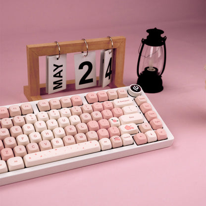 Sakura Pink MOA Keycaps PBT 142 Keys Cream Strawberry for 60/64/84/98/108 Gaming Mechanical Keyboard MX Switch