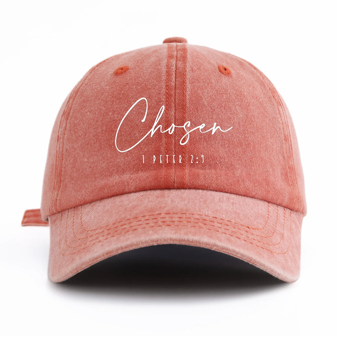 1pc CHOSEN Print Washed Baseball Cap for Adults,  Minimalist Retro Style Casual Soft Adjustable Dad Hat, Perfect As Gift