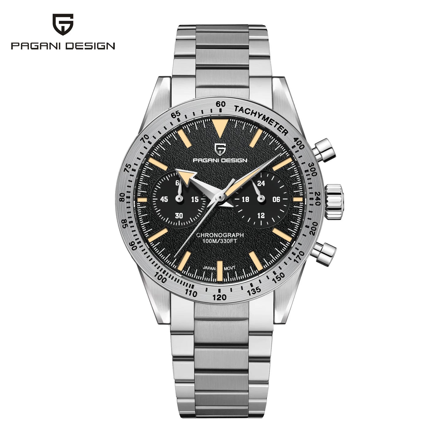 PAGANI DESIGN 2024 New Wide Arrow Moon Men's Watches Luxury Quartz Watch For Men Sport Retro Chronograph VK64 AR Sapphire Glass