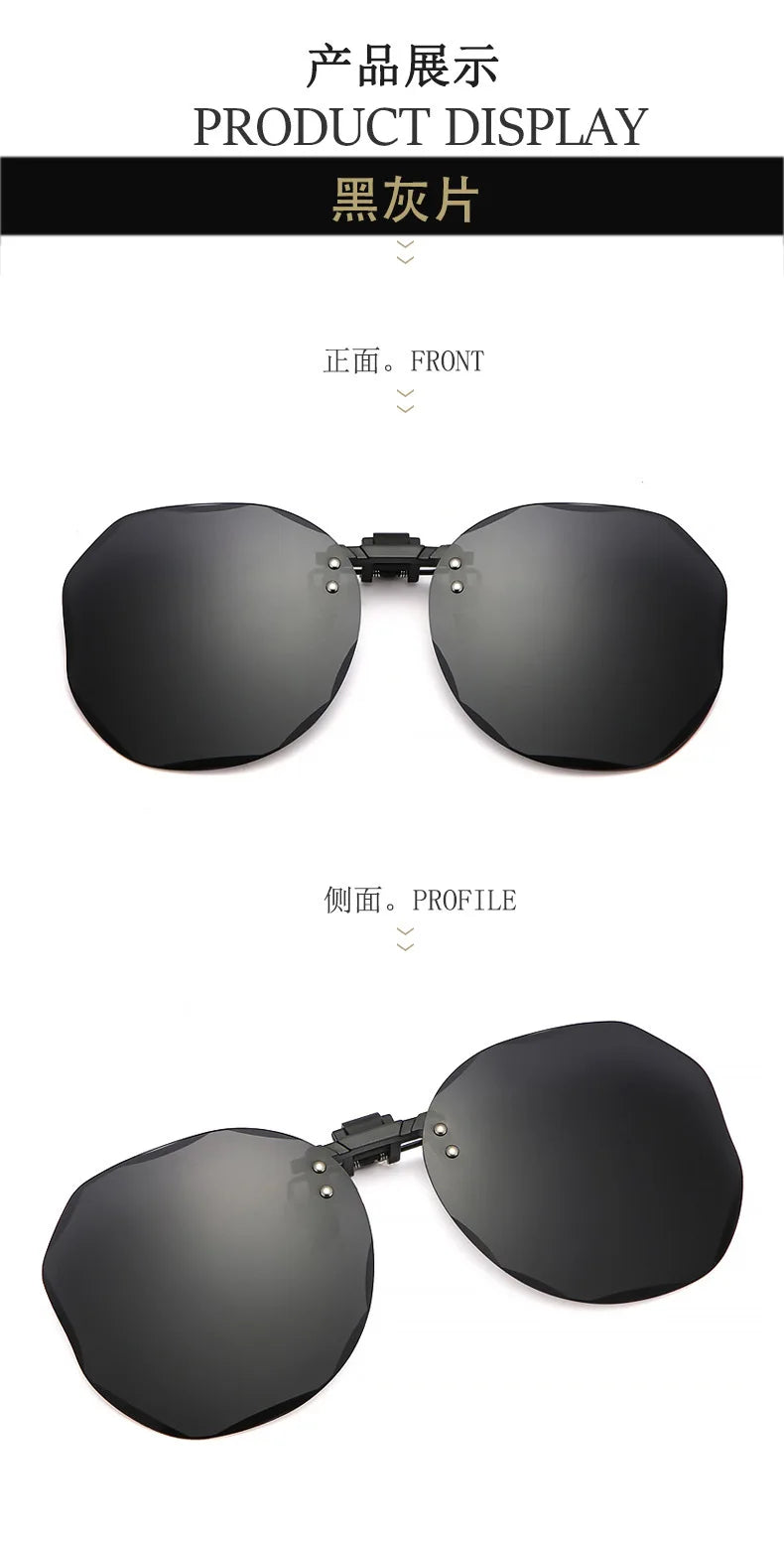 Women Sunglasses Clip-on Polarized Optical Glasses Clip Diamond Cut Mirror Eyeglasses Anti-UV Driving Sunglasses 2026 Trendy