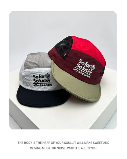 New Unisex Flat Eave Embroidered Letters Baseball Hats Breathable Korean Sunshade Quick Drying Peaked Caps Niche Versatile ins