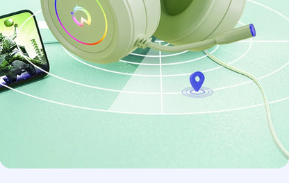 Casque de jeu filaire Paw Hunter T9 avec microphone et éclairage RGB, son surround virtuel 7.1, casque supra-auriculaire pour PC, ordinateur portable et jeux.