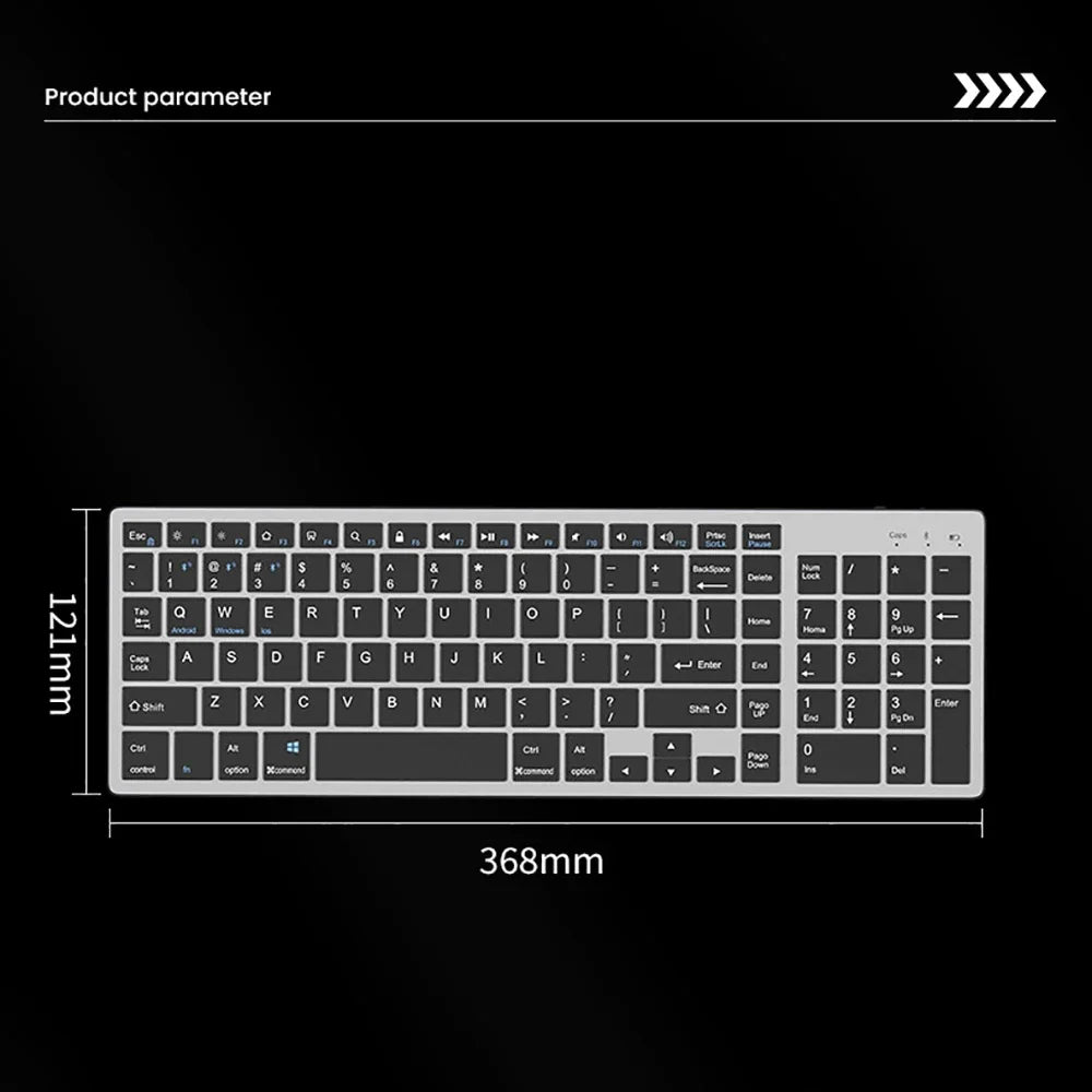 Russian/Hebrew/Spanish/Portuguese/Korean Bluetooth 5.0 & 2.4G Wireless Rechargeable Keyboard For Tablet iPad PC Android IOS Win
