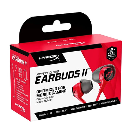 HyperX Cloud Earbuds II Wired Gaming Earphones with Microphone, 3.5mm Gaming Earbuds for PC Mobile Nintendo Switch, High-Fidelity In-Ear Headphones