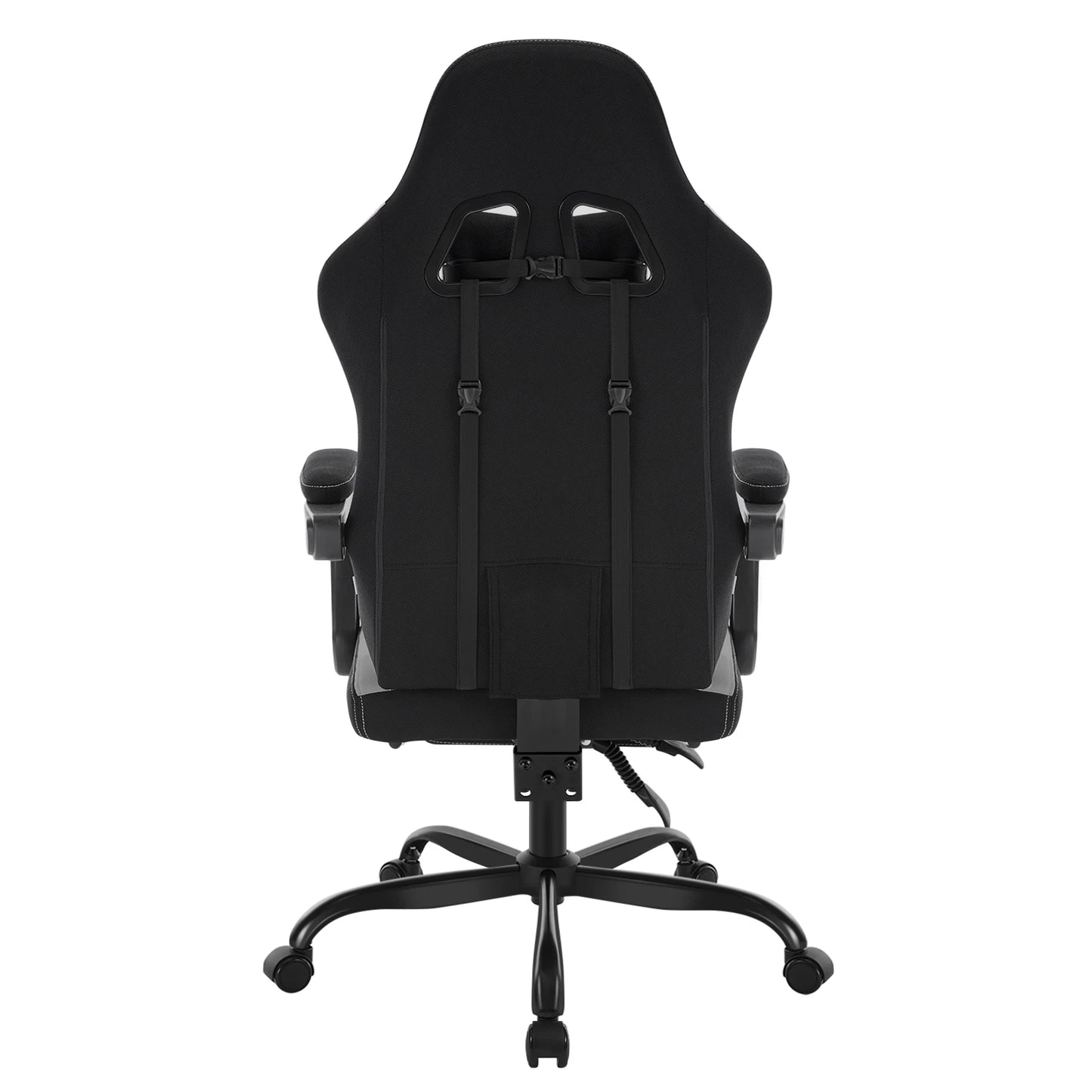 WOLTU snurrbar datorstol med massagefunktion, ergonomisk kontorsstol med kudde och fotstöd, höjdjusterbar gamingstol