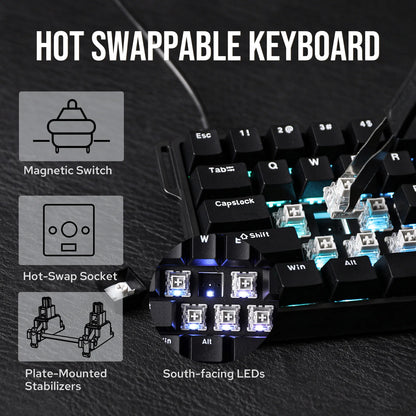 AULA WIN60 HE/WIN60 HE MAX 60% Hot-Swap Tray-Mount Structure Wired Mechanical Keyboard with Hall Effect Magnetic Switch