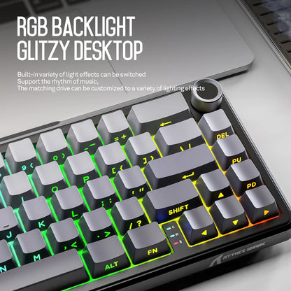 Attack Shark X66 Wireless Mechanical Keyboard 65% Compact Layout RGB Backlight Gasket Hot Swap Bluetooth USB-C PBT Large battery