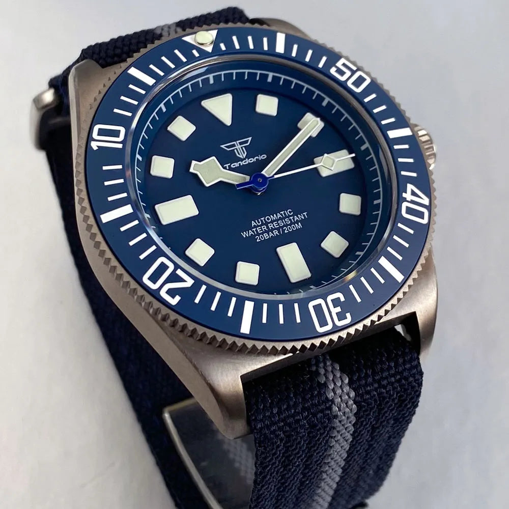 Titanium Case Tandorio 42mm Retro FXD NH35 PT5000 Mechanical Men's Watch Sapphire 200M Diver Watches Luminous Watches for Men