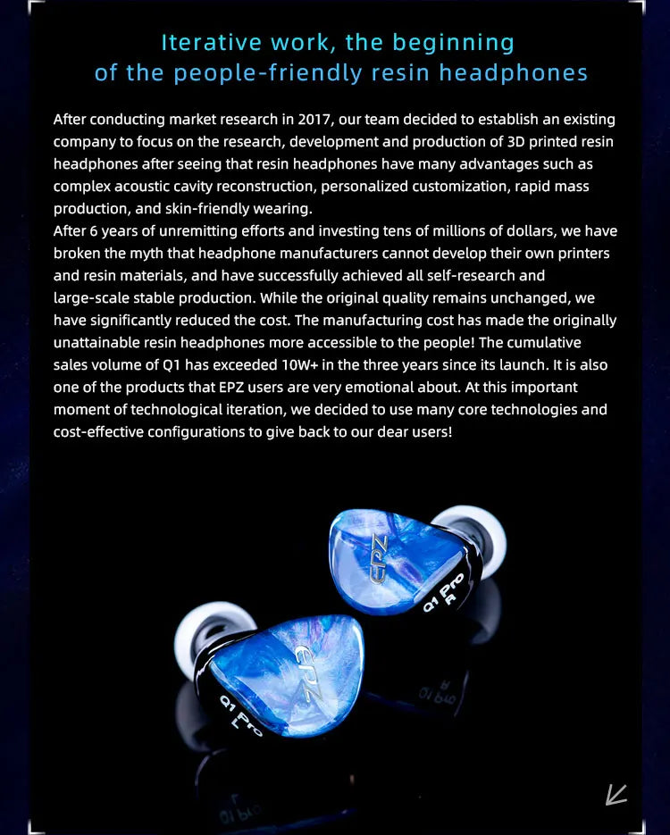 EPZ Q1 Pro Yunshuilan Earphones Wired HIFI Bass Earbuds IEM In Ear Gaming Headphones MIC Type C 0.78 2 Pin Detachable Cable