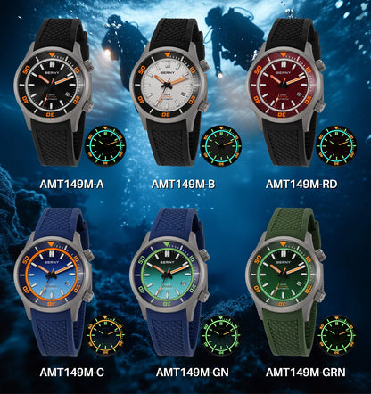 BERNY Automatic Full Titanium Diver Watch For Men Supper Luminous Sappire AR Coated Miyota 8215 Dual Crown Mechanical Dive Watch
