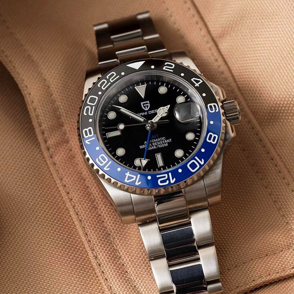 2026 Nuevo reloj mecánico de lujo para hombre PAGANI DESIGN, acero inoxidable, GMT, marca líder, cristal de zafiro, reloj para hombre
