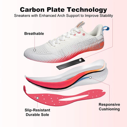 Baasploa Damen-Laufschuhe für Profis, Outdoor, Carbon-Platte, rutschfeste Sportschuhe, Damen-Freizeitschuhe, atmungsaktive Jogging-Sneaker