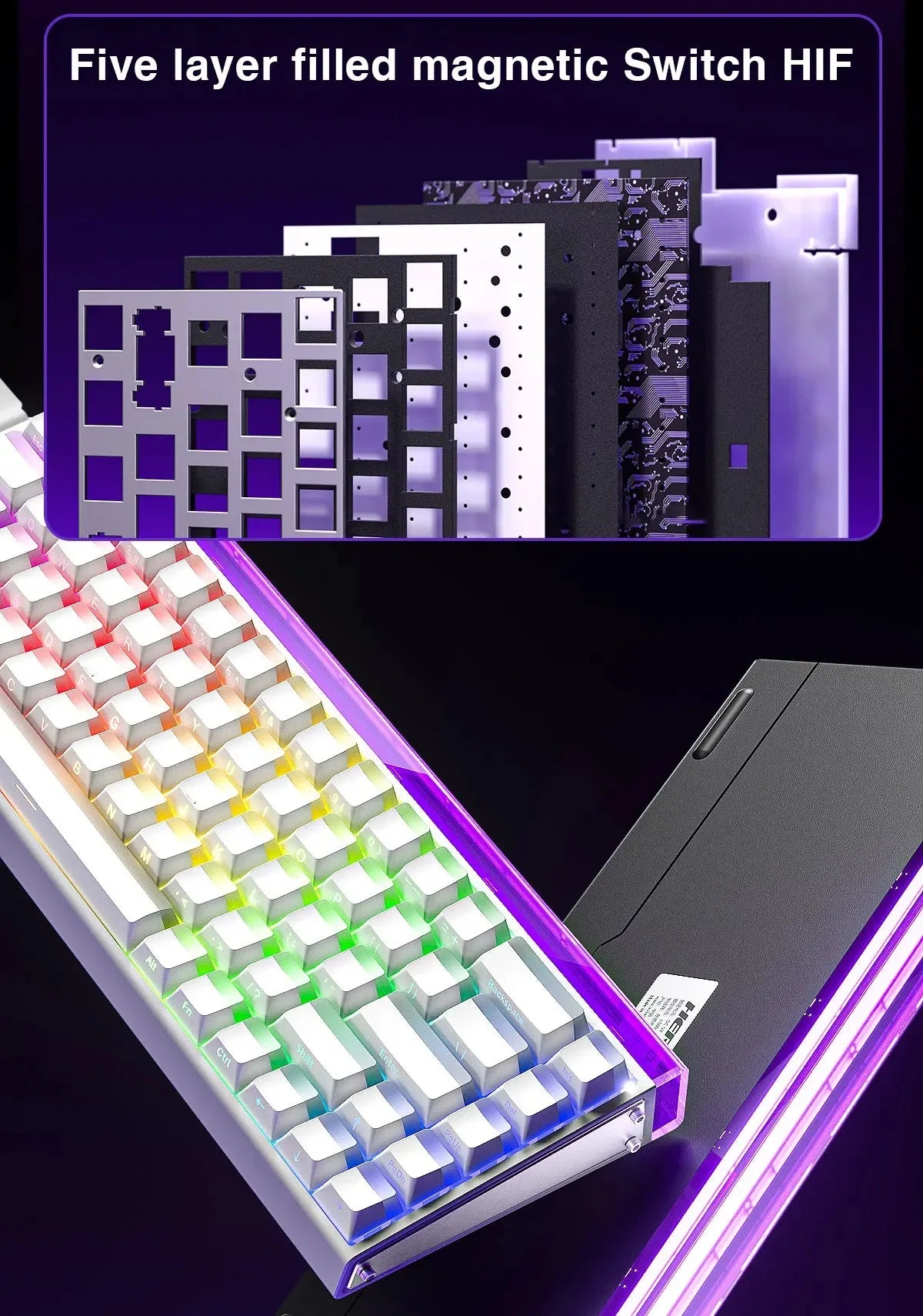 AULA HERO 68HE Magnetic Switch Keyboard RGB Gaming Mechanical Keyboard, 8K Rapid Trigger Wired Gaming Keyboard with Hot-Swappable Magnetic Switches, PBT Keycaps, 68-Key Esports Keyboard