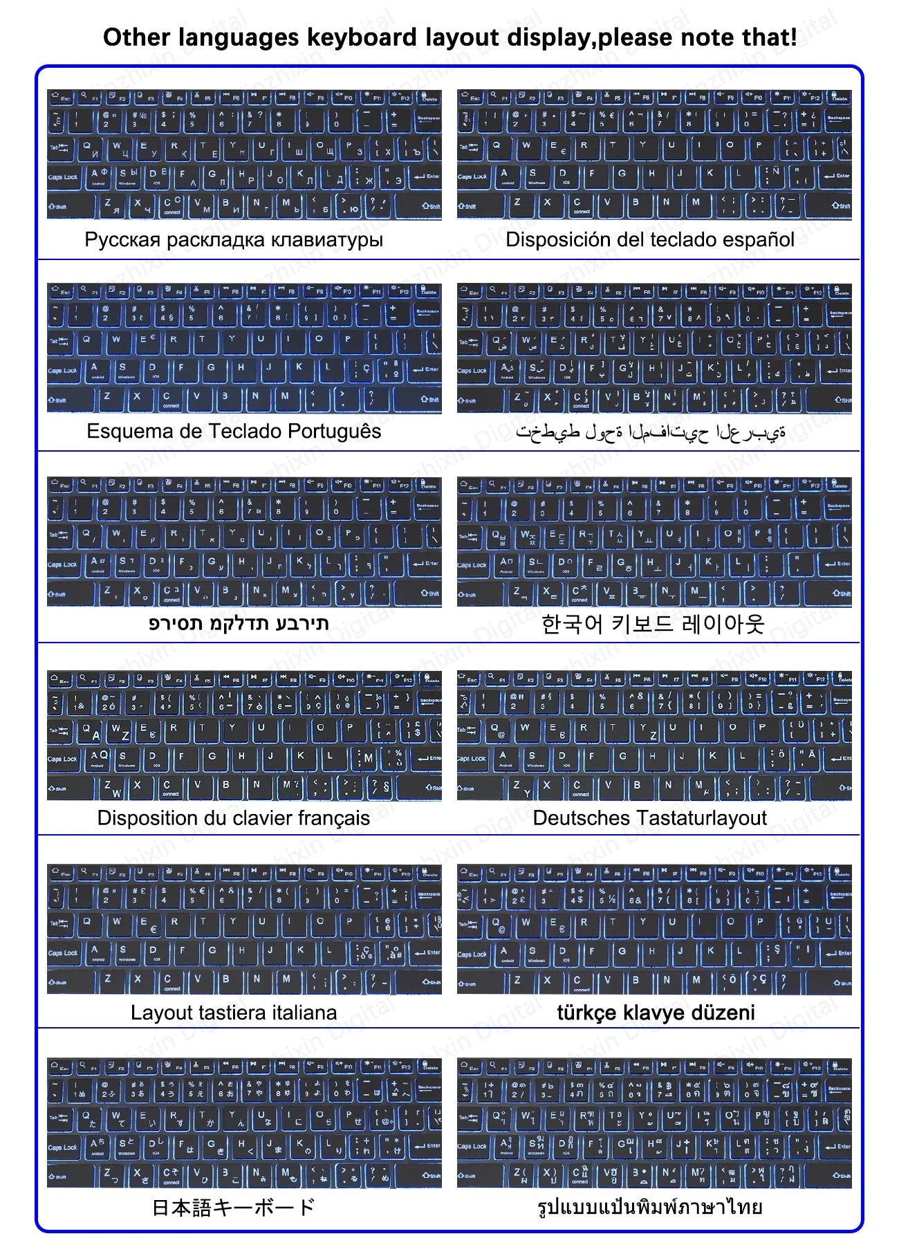 Spanish Russian Arabic Korean Portable 10 Inch Wireless Keyboard and Keyboard Set for iPad Samsung Tablet Laptop iOS Android