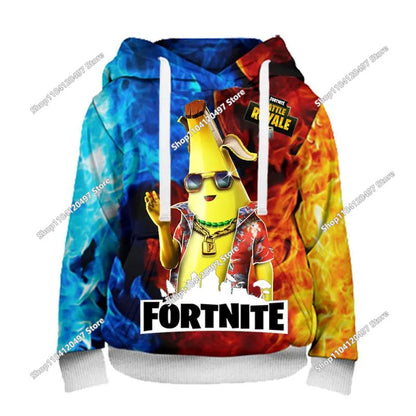 2025 Novo hoodie unissexo Fortnite com impressão 3D, casaco casual, acessório gaming para cosplay, roupa infantil, presentes